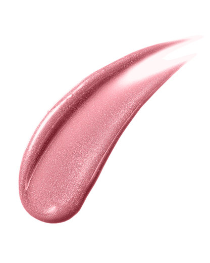 A smear of Gloss Bomb Universal Lip Luminizer in the shade Fu$$y on a white background.