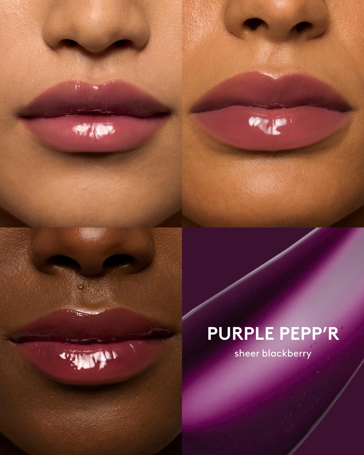 Models wearing Gloss Bomb Heat Universal Lip Luminizer + Plumper — Purple Pepp'r