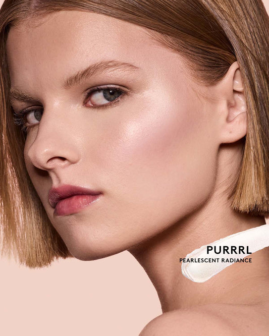 light skin tone model wearing match stix glow skinstick in shade purrrl