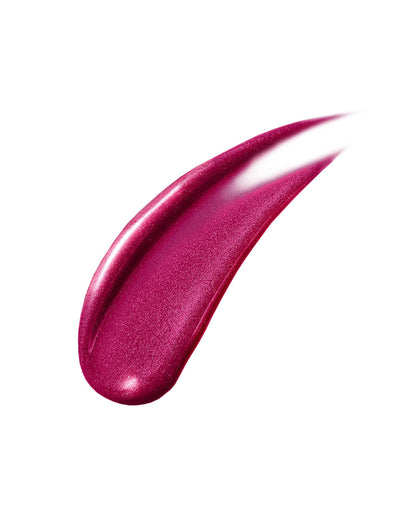 A smear of Gloss Bomb Universal Lip Luminizer in the shade Fuchsia Flex on a white background.
