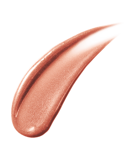 A smear of Gloss Bomb Universal Lip Luminizer in the shade Fenty Glow on a white background.